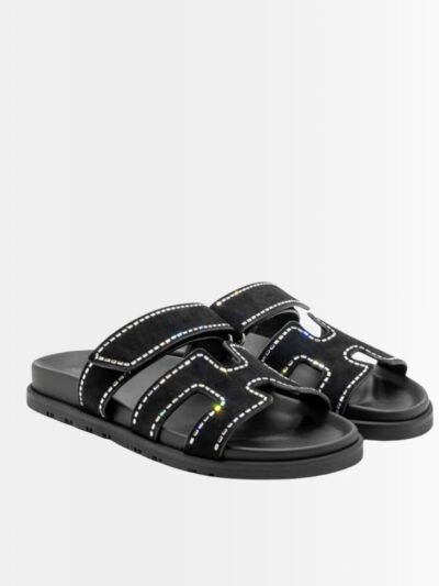 Hermes Chypre Sandal Suede Crystal Black