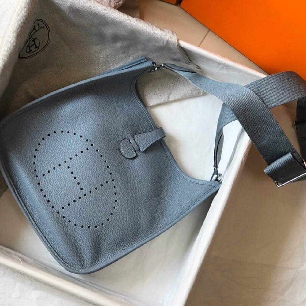 Hermes Clemence Evelyne 25 Ciel Blue 25Cm