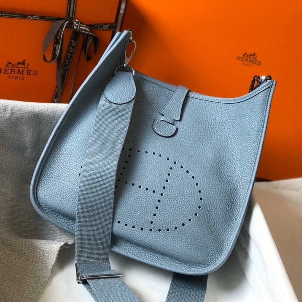 Hermes Clemence Evelyne 25 Ciel Blue 25Cm