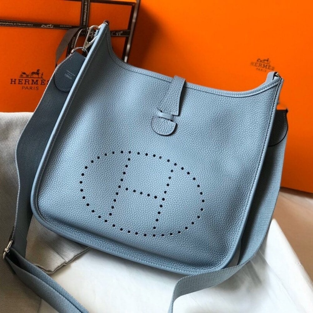 Hermes Clemence Evelyne 25 Ciel Blue 25Cm