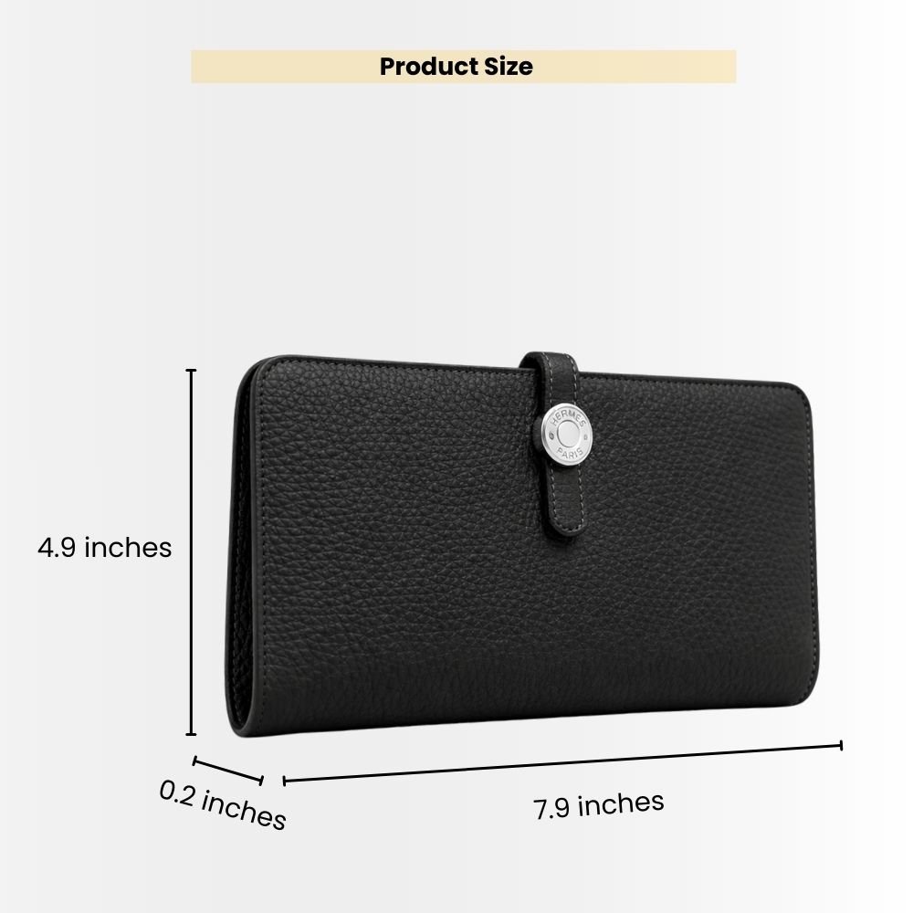 Hermes Dogon Duo Long Wallet Black 19Cm