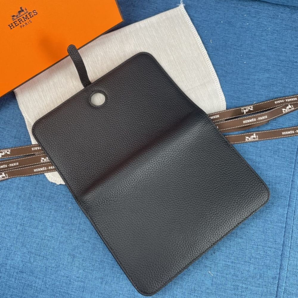 Hermes Dogon Duo Long Wallet Black 19Cm