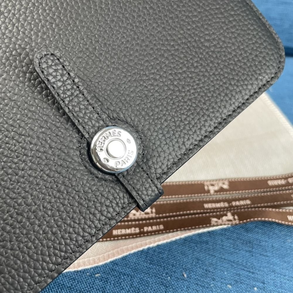 Hermes Dogon Duo Long Wallet Black 19Cm