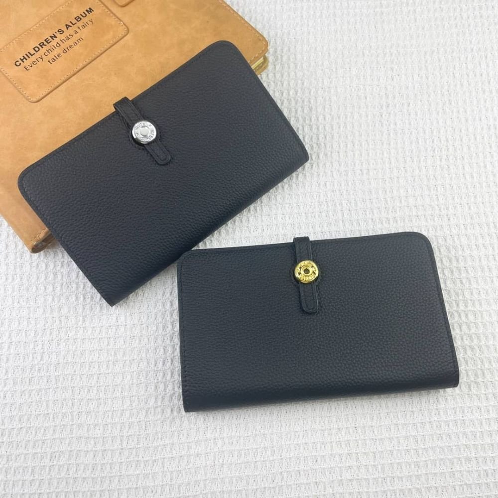 Hermes Dogon Duo Long Wallet Black 19Cm