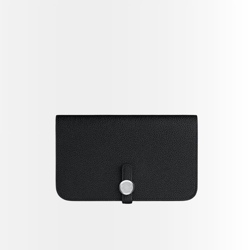 Hermes Dogon Duo Long Wallet Black 19Cm