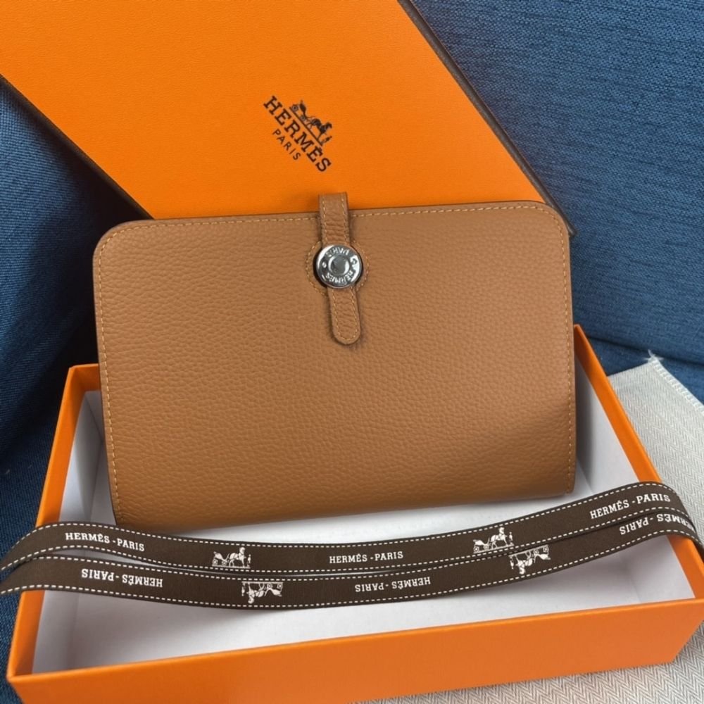 Hermes Dogon Duo Long Wallet Brown 19Cm