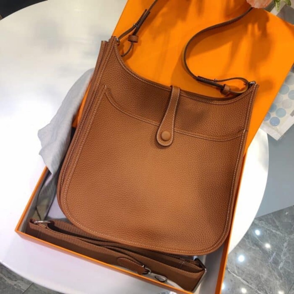 Hermes Evelyne 25 Shoulder Bag Clemence Brown 25cm
