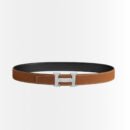 Hermes H Guillochee Belt Buckle And Reversible Leather Strap Brown 32mm H064540CK05