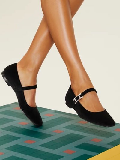 Hermes Jane Ballet Flat In Velvet Black H242046Z 02370