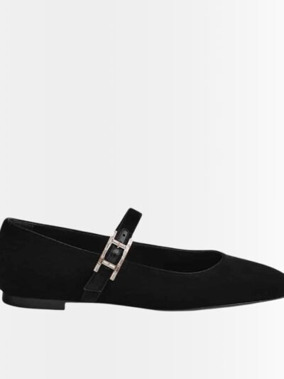 Hermes Jane Ballet Flat In Velvet Black H242046Z 02370