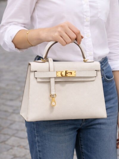 Hermes Kelly 20 Epsom Handbag Craie 20cm