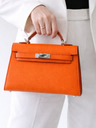 Hermes Kelly 20 Epsom Handbag Orange 20Cm