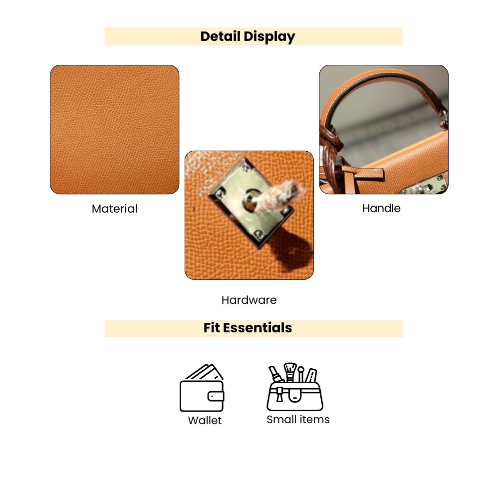 Hermès Kelly 20 Epsom Silver Buckle Brown 20Cm