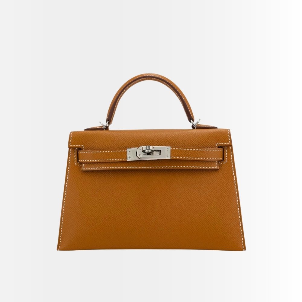 Hermès Kelly 20 Epsom Silver Buckle Brown 20Cm