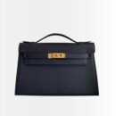 Hermes Kelly 25 Epsom Handbag Black And Gold Hardware 25cm