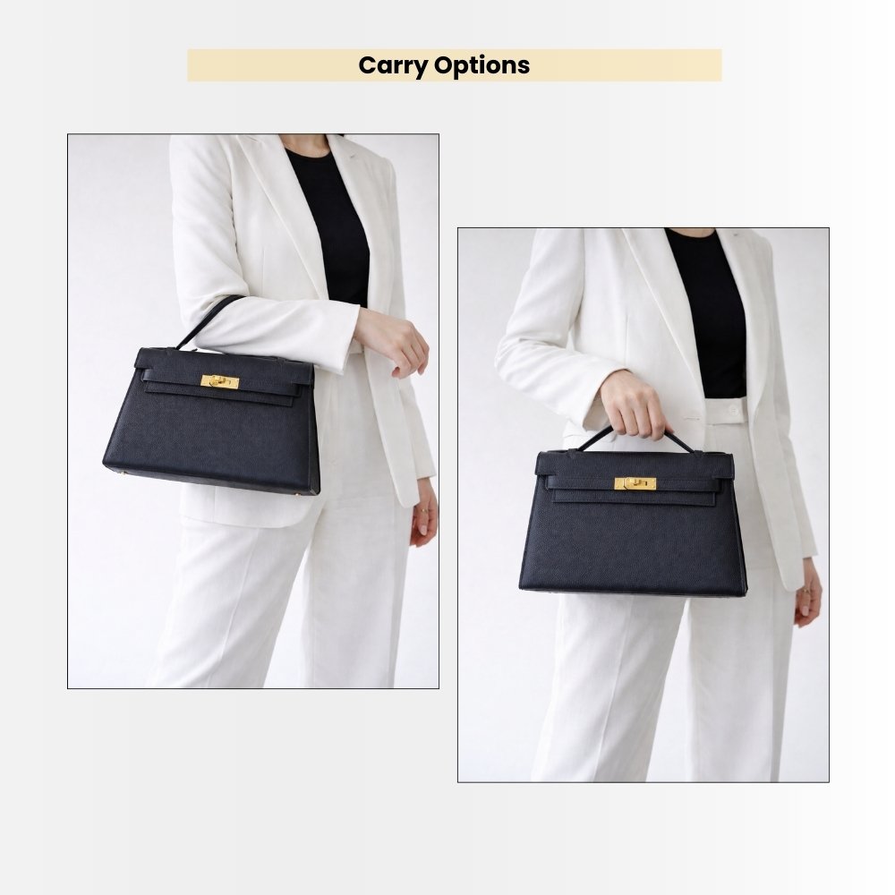 Hermes Kelly 25 Epsom Handbag Black And Gold Hardware 25cm