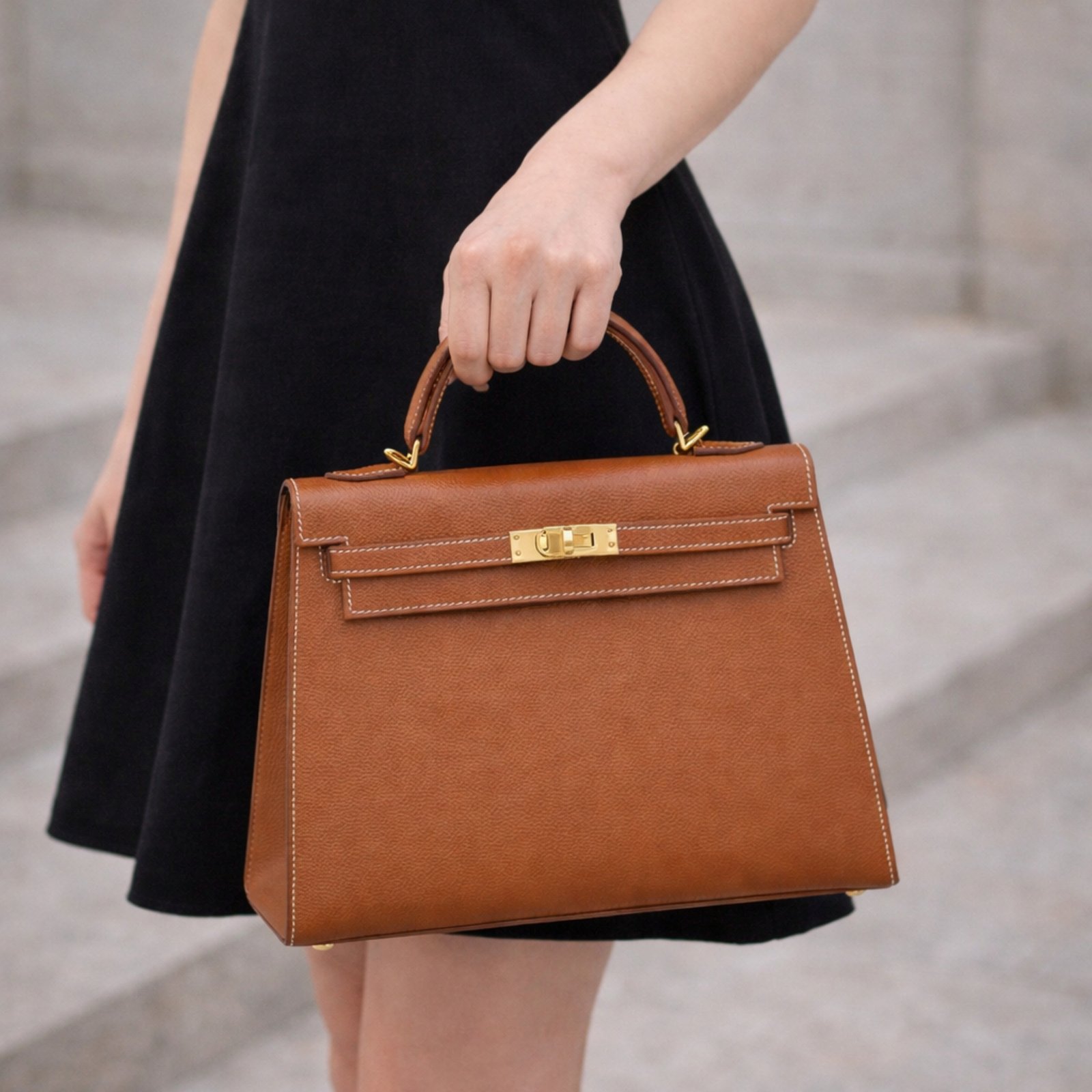 Hermes Kelly 25 Sellier Handbag Brown 25cm