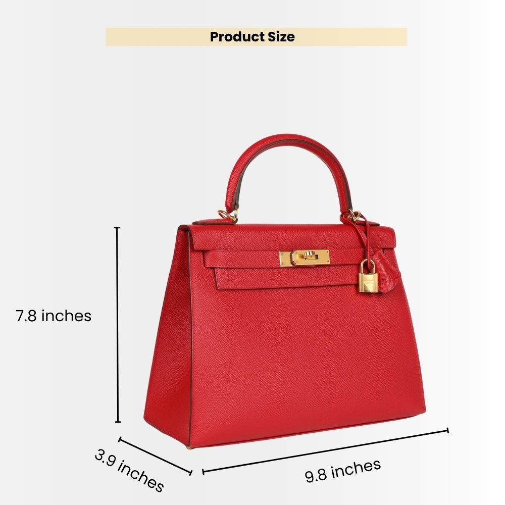 Hermes Kelly 25 Togo Handbag Rouge Casaque 25cm