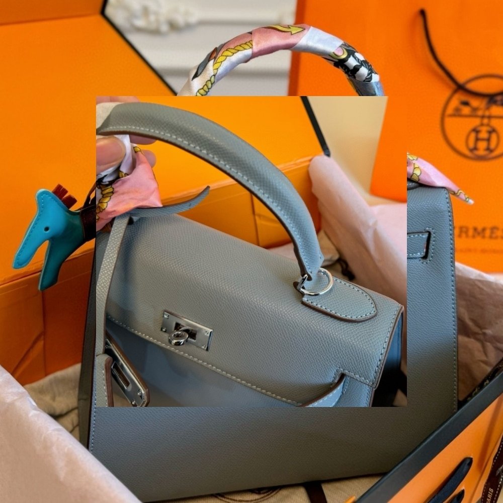 Hermes Kelly 28 Epsom Bleu Celeste 28Cm