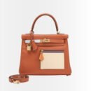 Hermes Kelly 28 Retourne Orange Gold Tone Hardware 28Cm