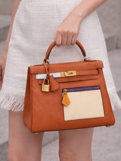 Hermes Kelly 28 Retourne Orange Gold Tone Hardware 28Cm
