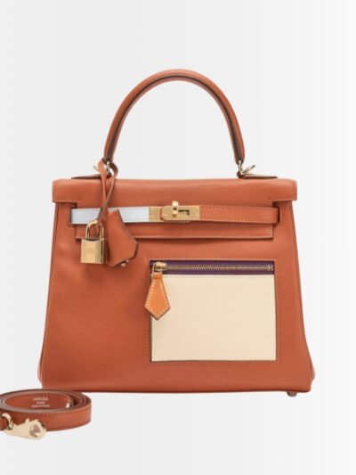 Hermes Kelly 28 Retourne Orange Gold Tone Hardware 28Cm