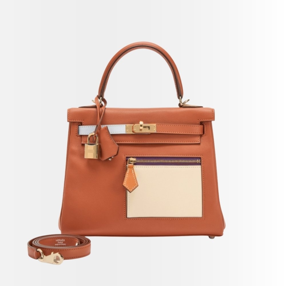 Hermes Kelly 28 Retourne Orange Gold Tone Hardware 28Cm