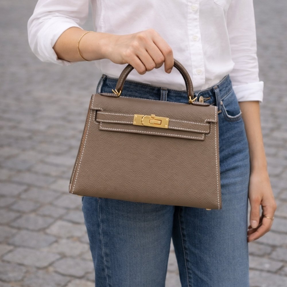 Hermes Kelly Epsom K20 Etoupe GHW Light Brown Gold Hardware 25Cm