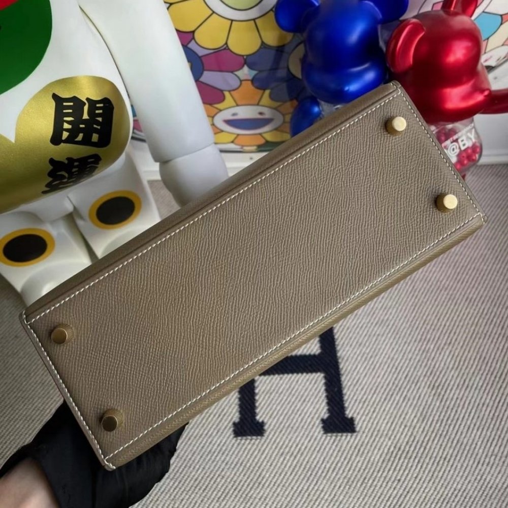 Hermes Kelly Epsom K20 Etoupe GHW Light Brown Gold Hardware 25Cm