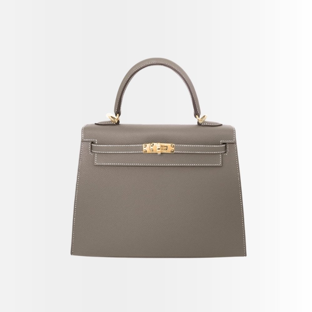 Hermes Kelly Epsom K20 Etoupe GHW Light Brown Gold Hardware 25Cm