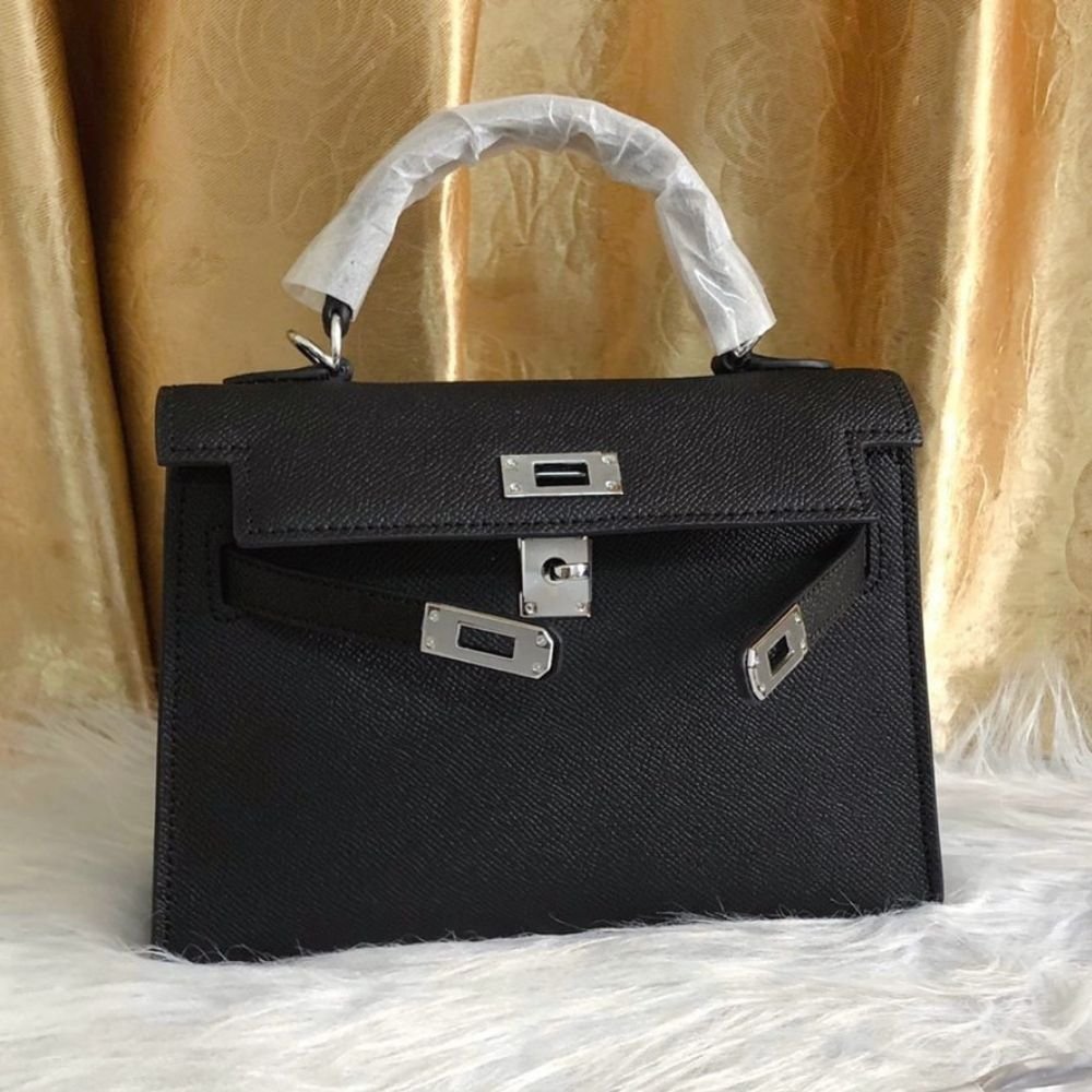 Hermes Kelly Mini Epsom Handbag Black 22cm