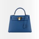 Hermès Kelly Sellier 25 Epsom Dark Blue Gold Tone Hardware 25Cm