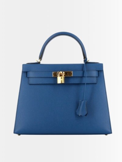 Hermès Kelly Sellier 25 Epsom Dark Blue Gold Tone Hardware 25Cm