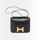 Hermes Lizard Constance Mini Shoulder Bag Black 18cm