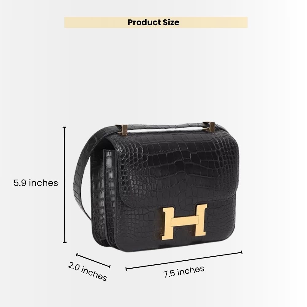 Hermes Lizard Constance Mini Shoulder Bag Black 18cm