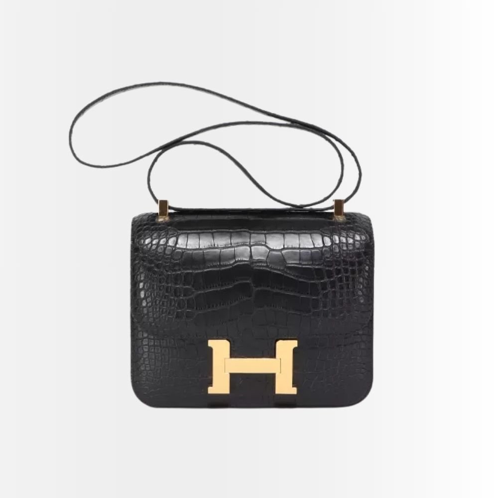 Hermes Lizard Constance Mini Shoulder Bag Black 18cm