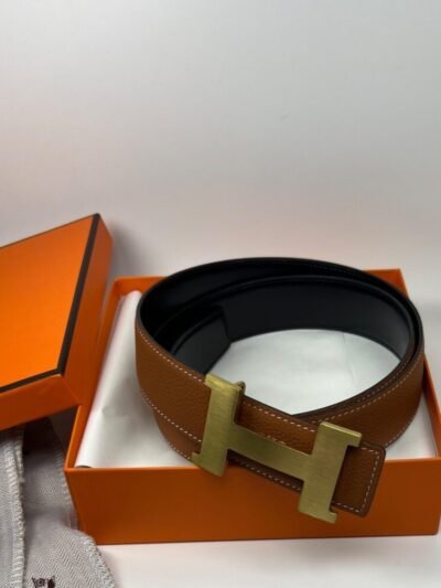 Hermes Mini Constance Guillochee Belt Buckle Reversible Brown