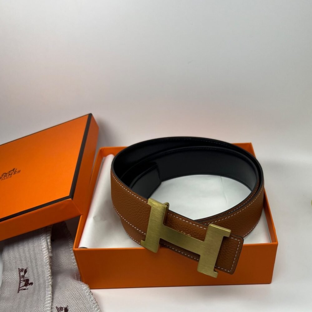 Hermes Mini Constance Guillochee Belt Buckle Reversible Brown