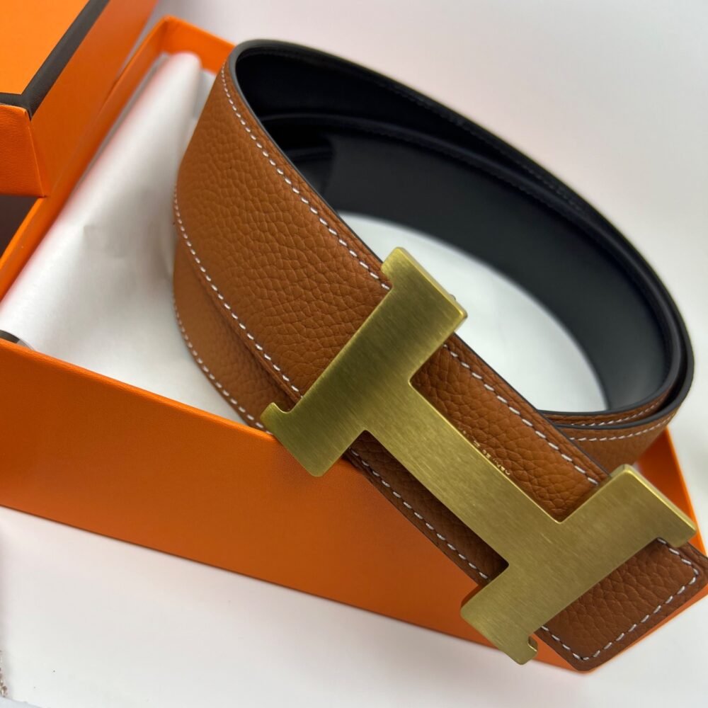 Hermes Mini Constance Guillochee Belt Buckle Reversible Brown