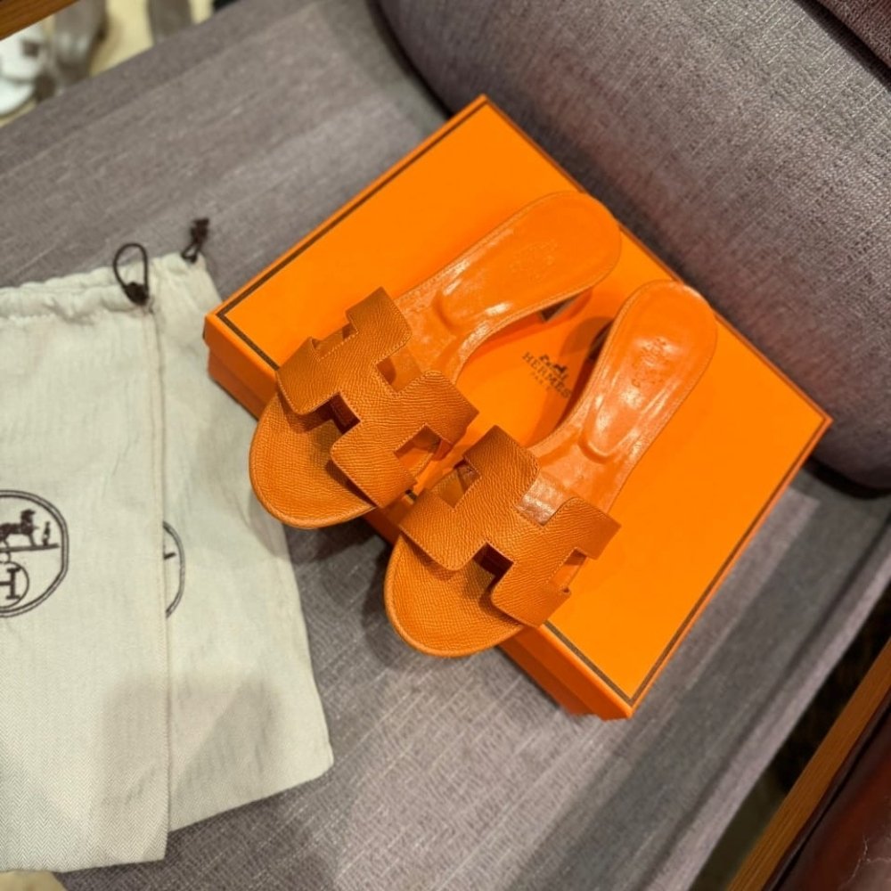 Hermes Oasis Sandals Orange Leather