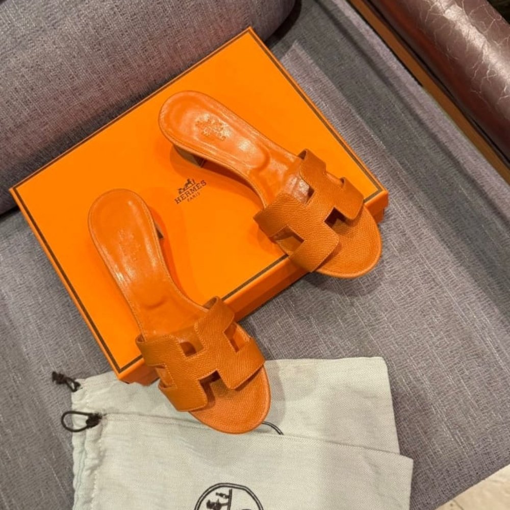 Hermes Oasis Sandals Orange Leather