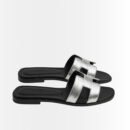 Hermes Oran Sandals Gris Argenté Silver