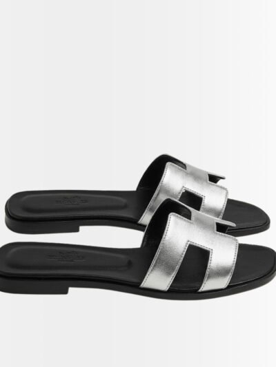 Hermes Oran Sandals Gris Argenté Silver