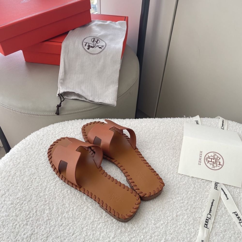 Hermès Oran Sandals Stitching In Brown