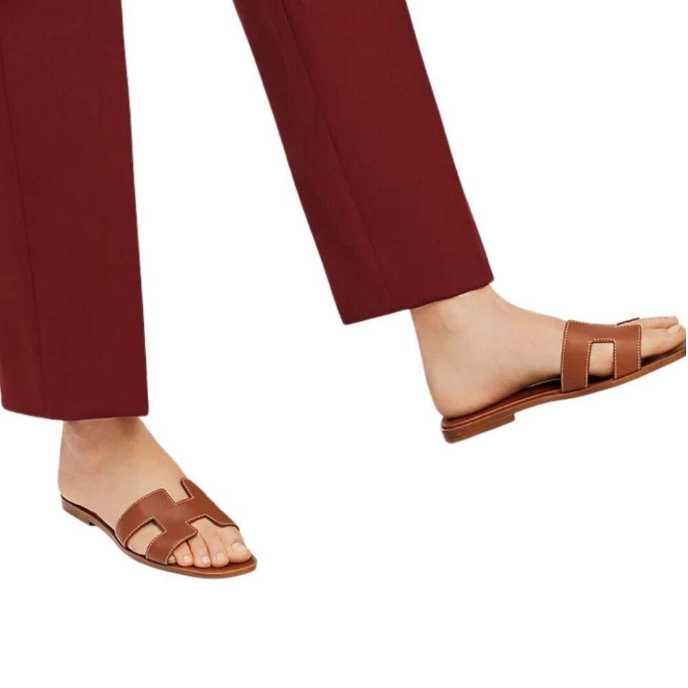 Hermes Oran Slippers Flat Oran Brown H021056Z