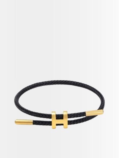 Hermes Rope Chain Bracelet Black Gold Material
