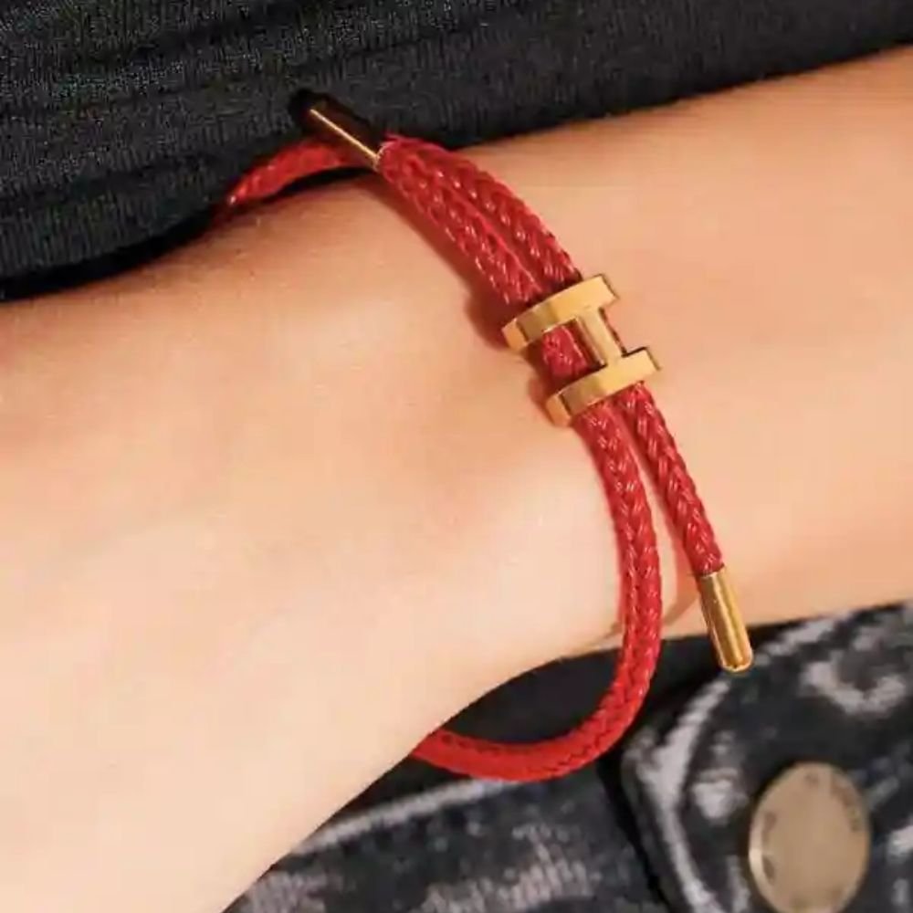 Hermes Rope Chain Bracelet Red Gold Material