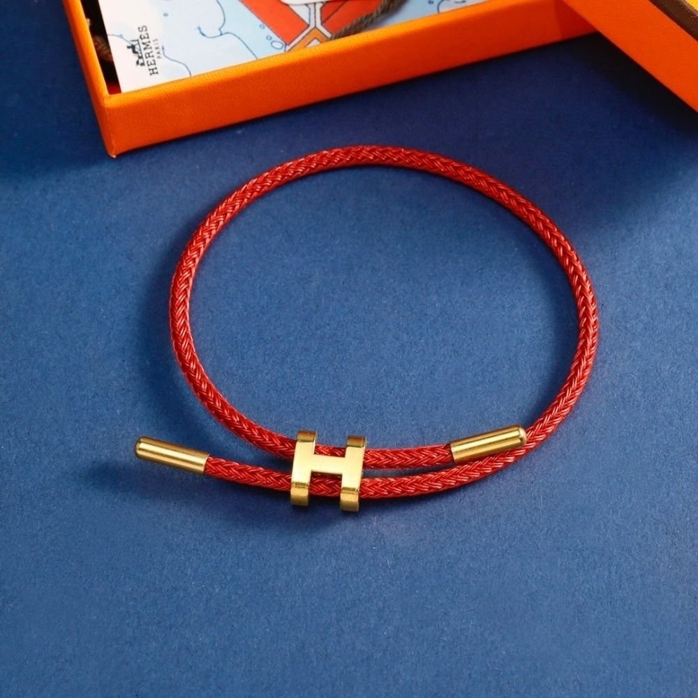 Hermes Rope Chain Bracelet Red Gold Material