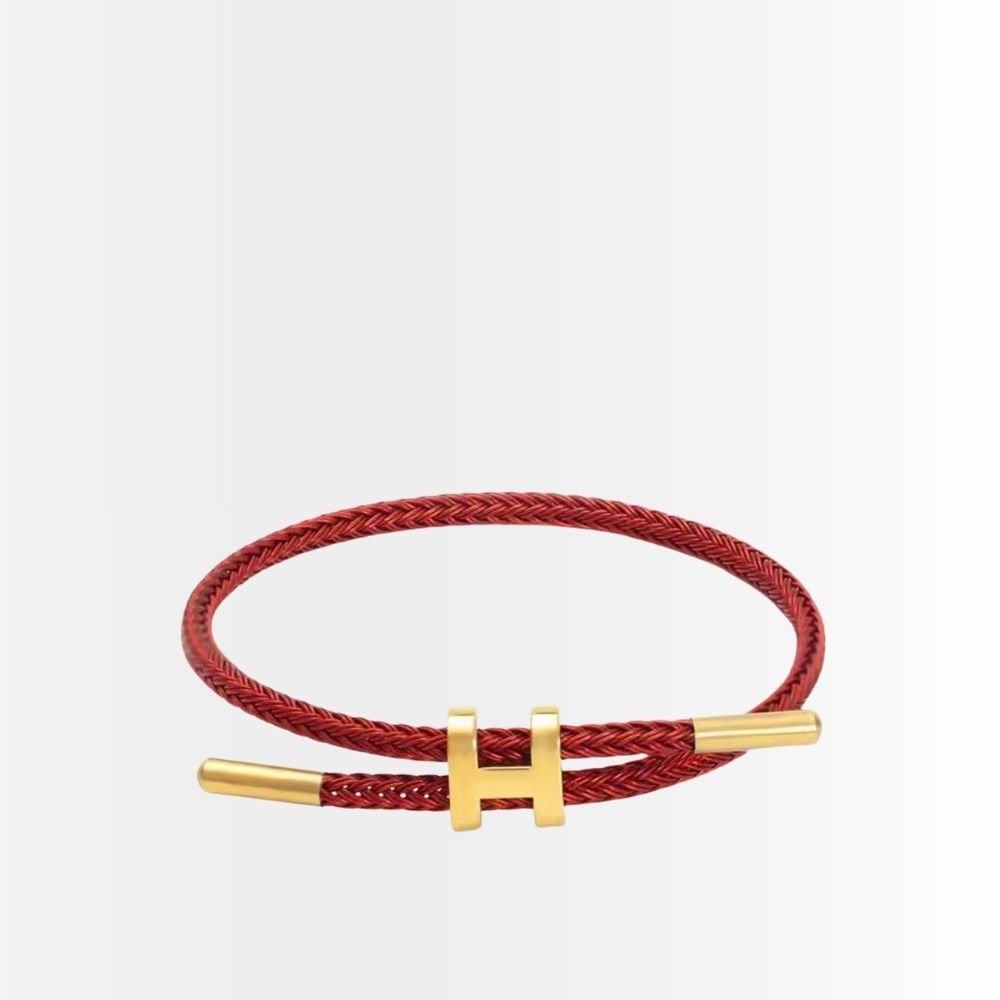 Hermes Rope Chain Bracelet Red Gold Material