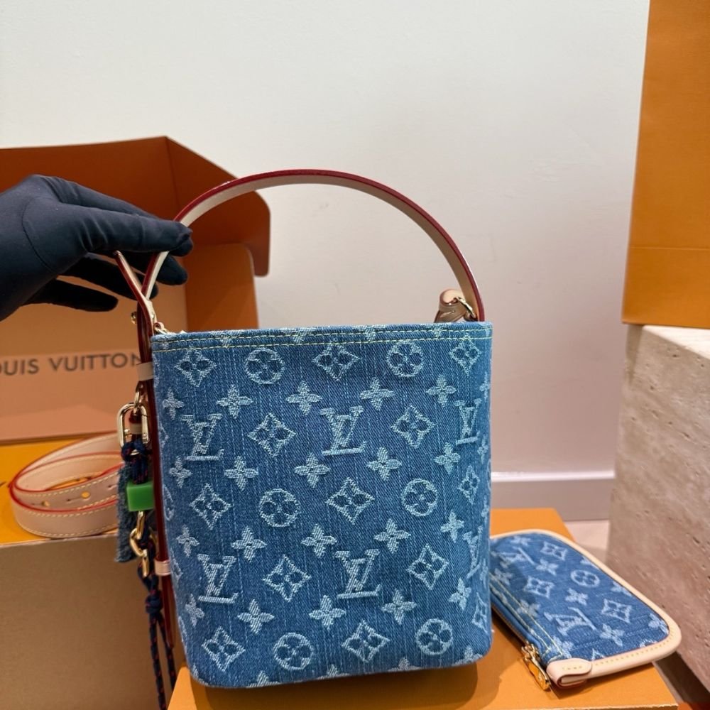 Louis Vuitton All In BB Blue Denim Bucket Bag 18Cm M28107